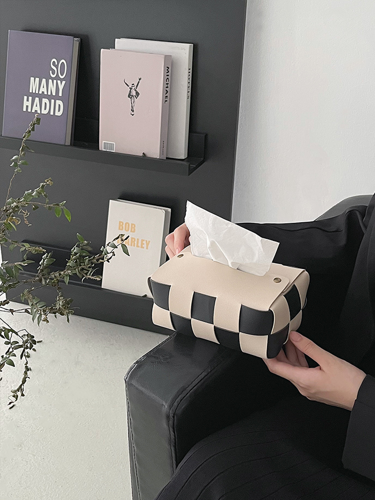 Checkerboard-Woven-Tissue-Box-PU-Leather-Napkin-Case-Living-Room-Office-Desktop-Home-Decoration-Creative-Paper-3