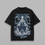 Stella Maris Star of the Sea Graphic Shirt Sacred Nautical Streetwear Tee Our Lady Guardian Apparel Vintage Wash Dark Aesthetic
